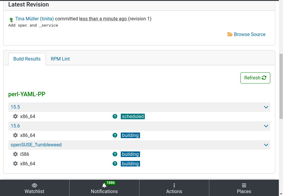 OBS - Package - First commit - build status