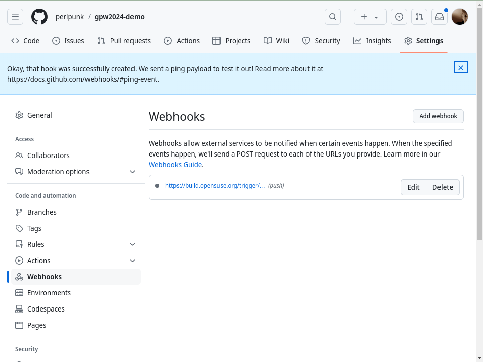 GitHub - Created OBS Webhook